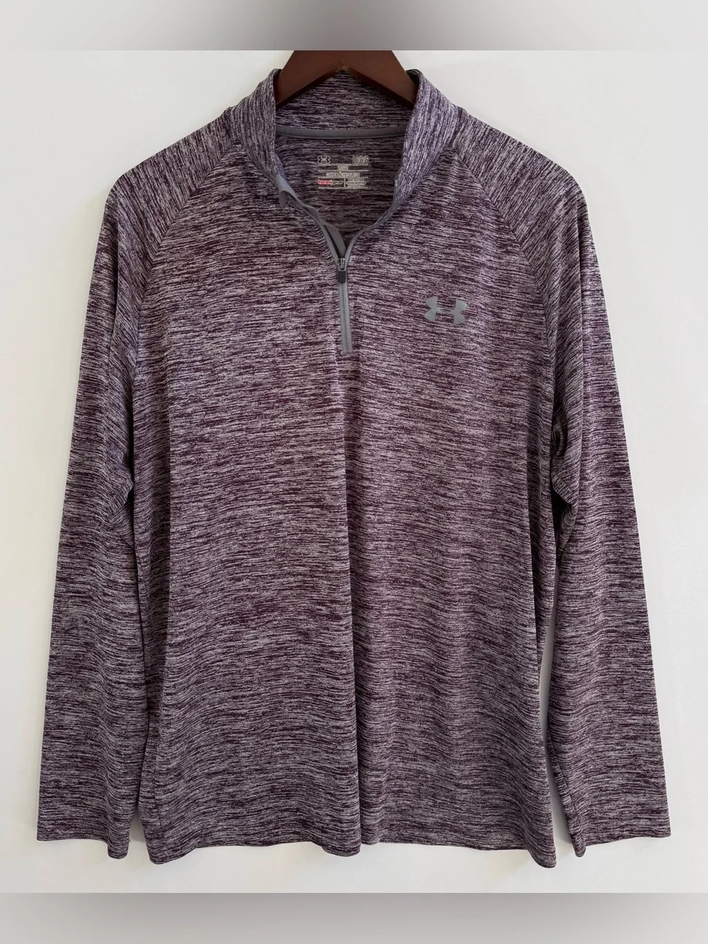 Under Armour Men’s L Purple 1/4 Zip Loose Heatgear Pullover Lightweight Golf